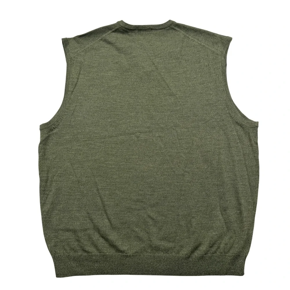 Jos. A. Bank Sweater Vest Mens XL Green Signature Collection Merino Wool V-Neck